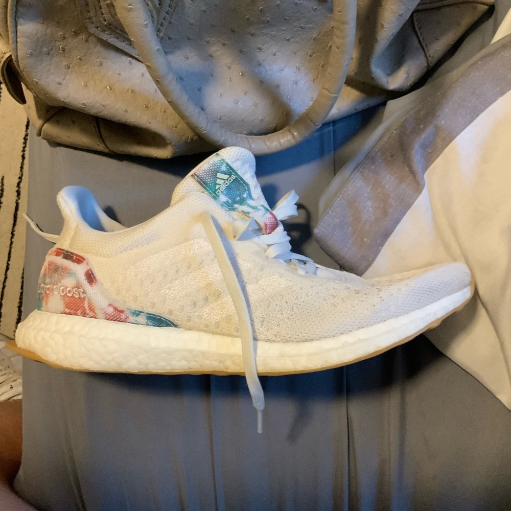 Adidas White and Red Sneakers with Cushioned Sole